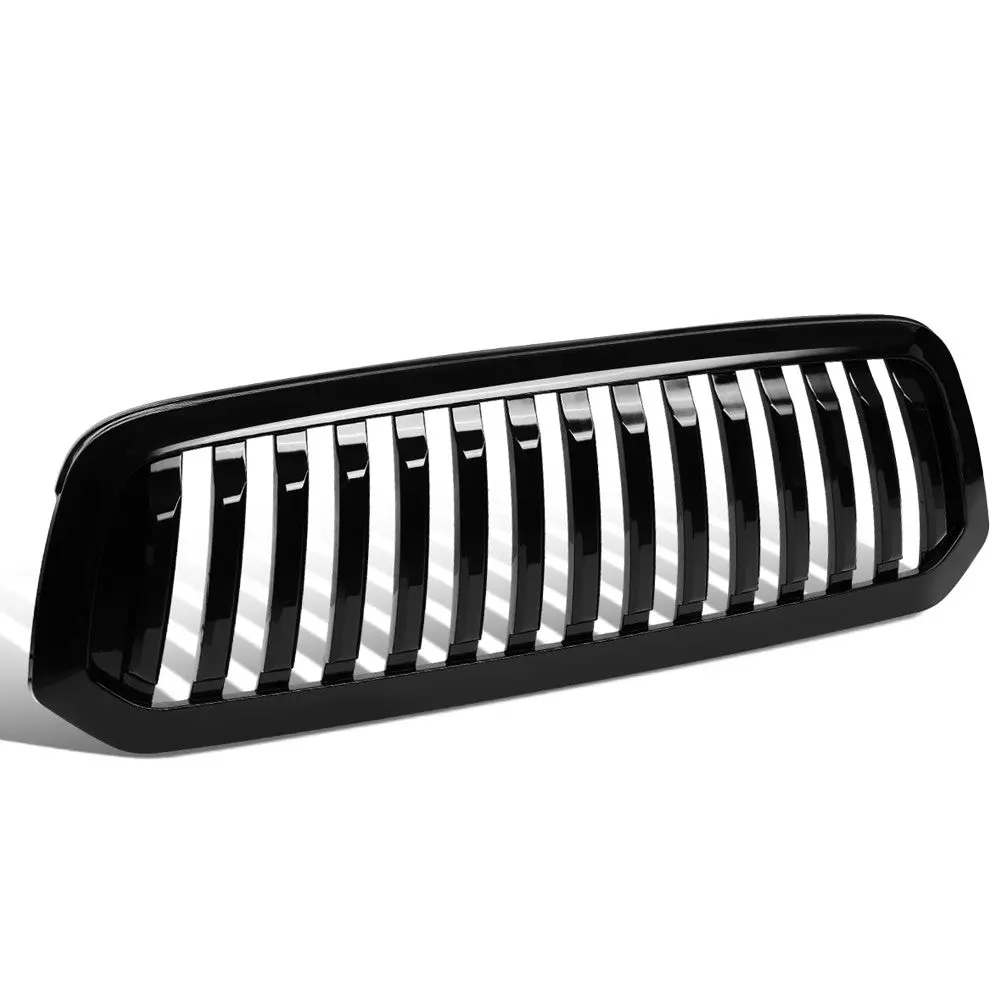 Black Glossy Badgeless Vertical Slat Style Front Grille For 13-18 Ram 1500 1