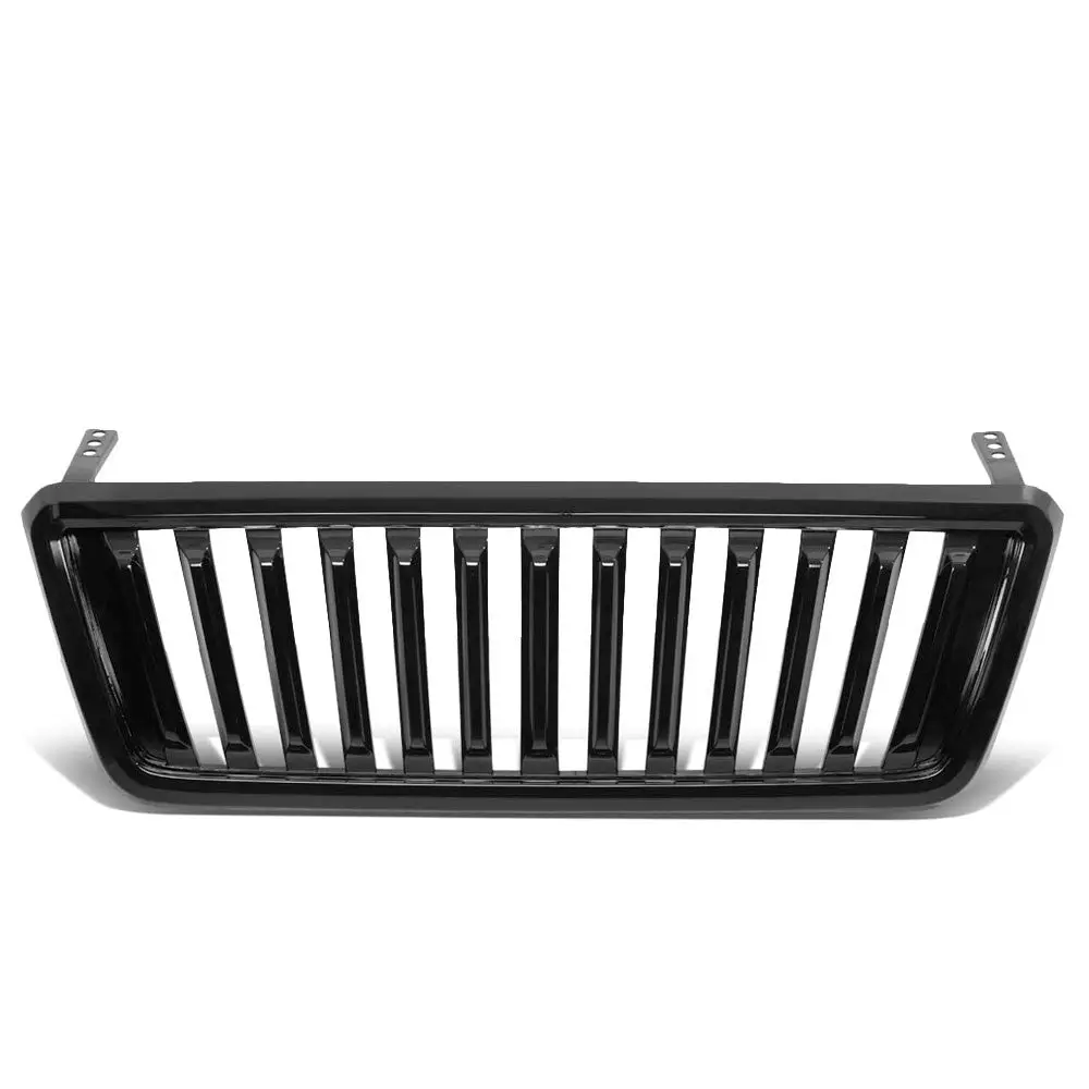 Glossy Black Badgeless Fence Front Bumper Grille For 04-08 Ford F-150 1