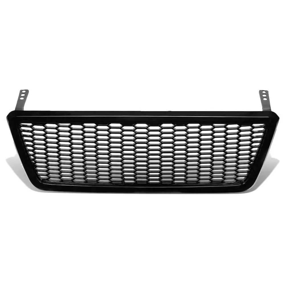 Glossy Black Badgeless Honeycomb Mesh Front Bumper Grille For 04-08 Ford F-150 1