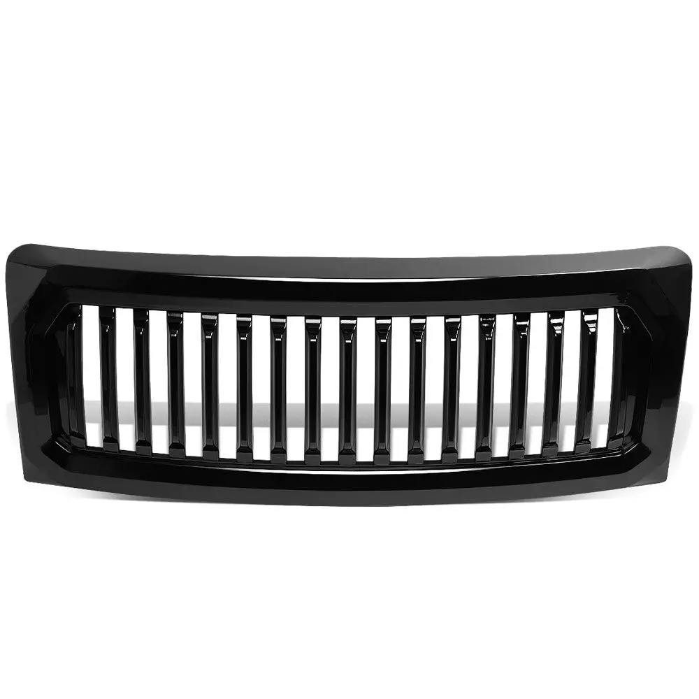 Black Glossy Badgeless Vertical Slat Style Front Grille For 09-14 Ford F-150 1