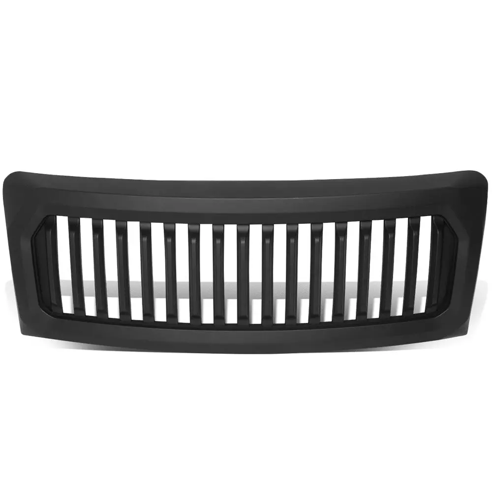 Black Matte Badgeless Vertical Slat Style Front Grille For 09-14 Ford F-150 1