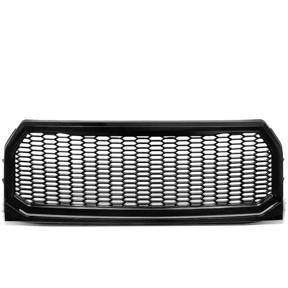 Glossy Black Badgeless Honeycomb Mesh Front Bumper Grille For 15-17 Ford F-150 1