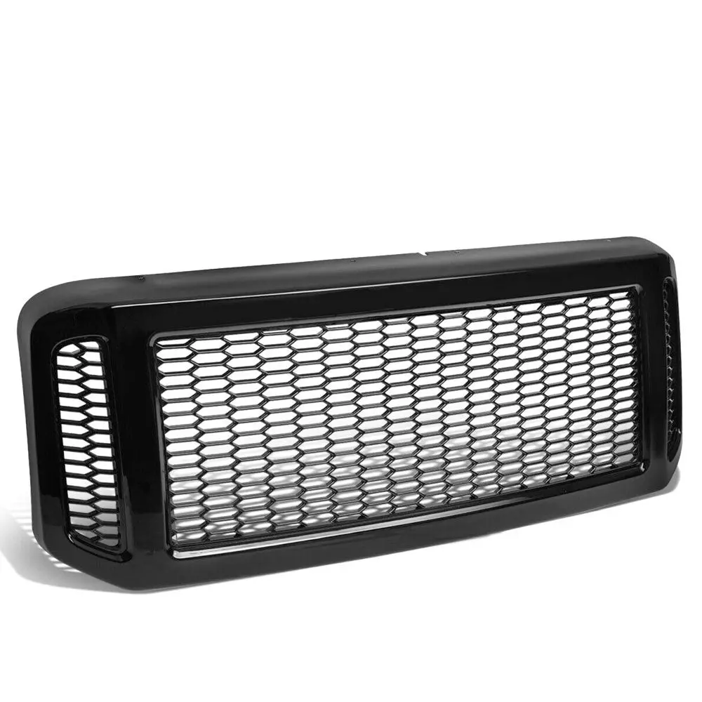 Black Badgeless Honeycomb Mesh Front Grille For 05-07 Ford Super Duty 1