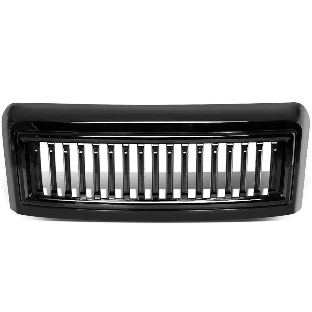 Black Glossy Badgeless Vertical Slat Style Front Grille For 08-10 Ford F-450 Sd 1