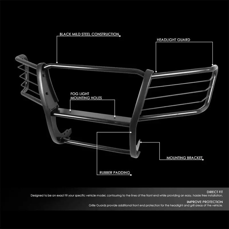 Black Mild Steel Full Front Grille Guard For 04-12 Chevrolet Colorado 2.8L/3.5L 2