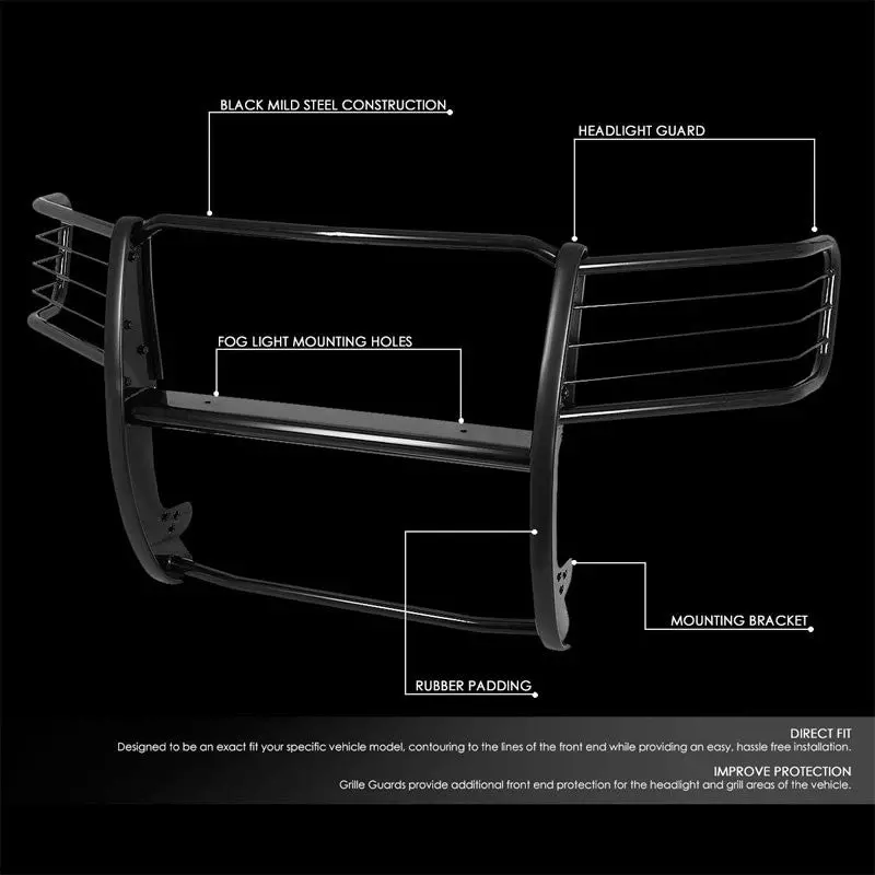 Black Mild Steel Full Front Bumper Grille Guard For 11-14 Gmc Sierra 2500 Hd 2