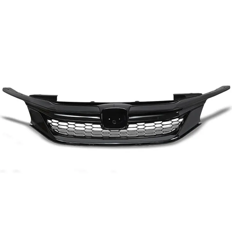 Honeycomb Glossy Black Front Upper Grille For 16-17 Honda Accord Sedan 4-Door 1