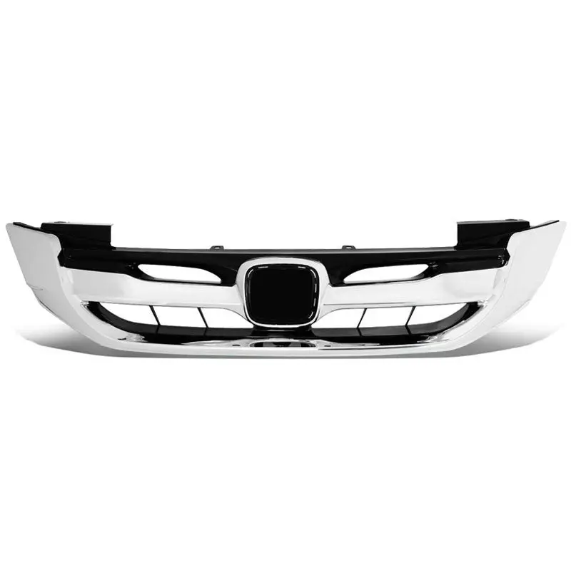 Vertical Fence Glossy Black/Chrome Trim Front Upper Grille For 13-15 Accord 4-Dr 1