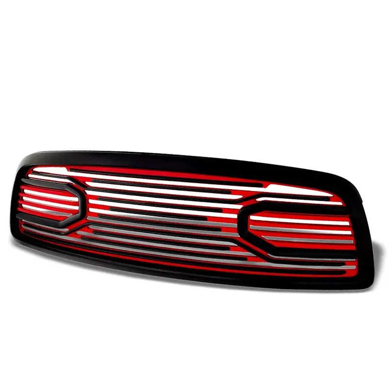 Black Frame/Red Vent Louver Style Front Grille For 09-12 Dodge Ram 1500 V6/V8 1