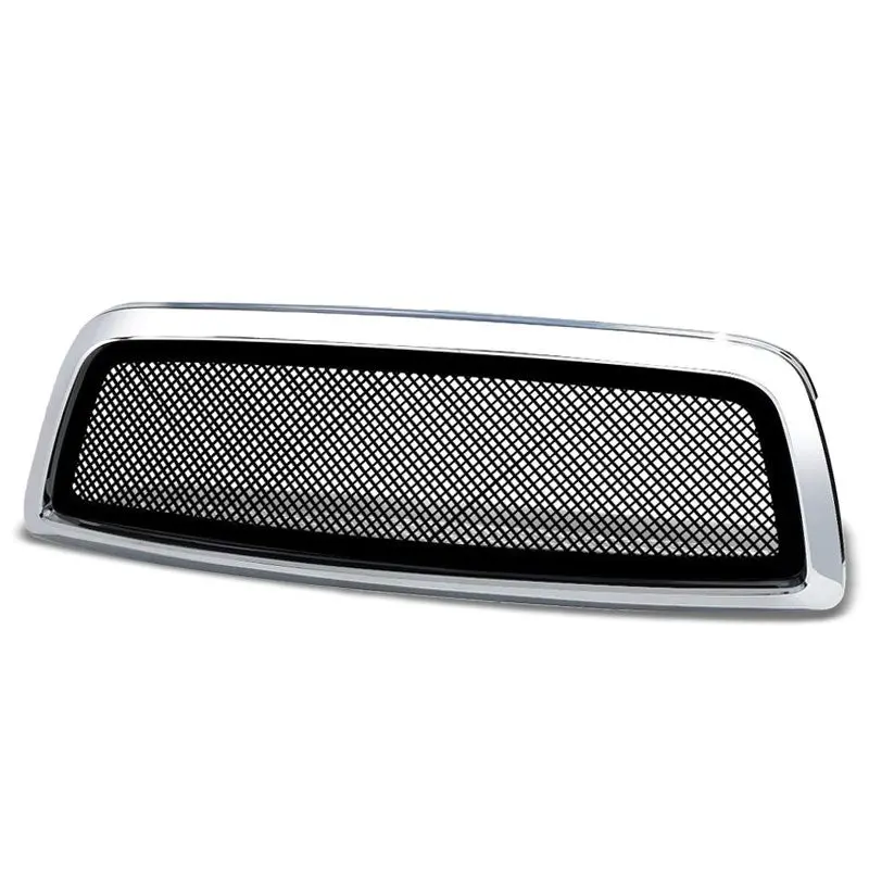 Chrome Frame/Black Diamond Mesh Style Front Grille For 09-12 Dodge Ram 1500 1