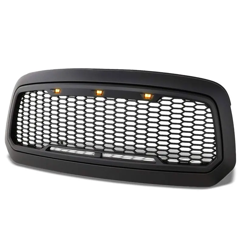Black Honeycomb Mesh Style Front Grille+Led Lights For 13-18 Ram 1500 V6/V8 1