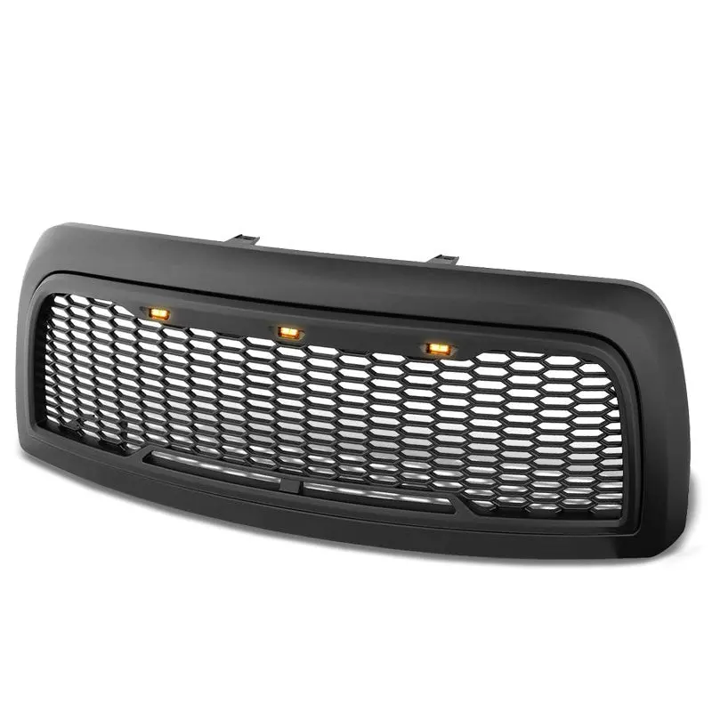 Black Honeycomb Mesh Style Front Grille+Led Lights For 13-18 Ram 2500/3500 V8 1