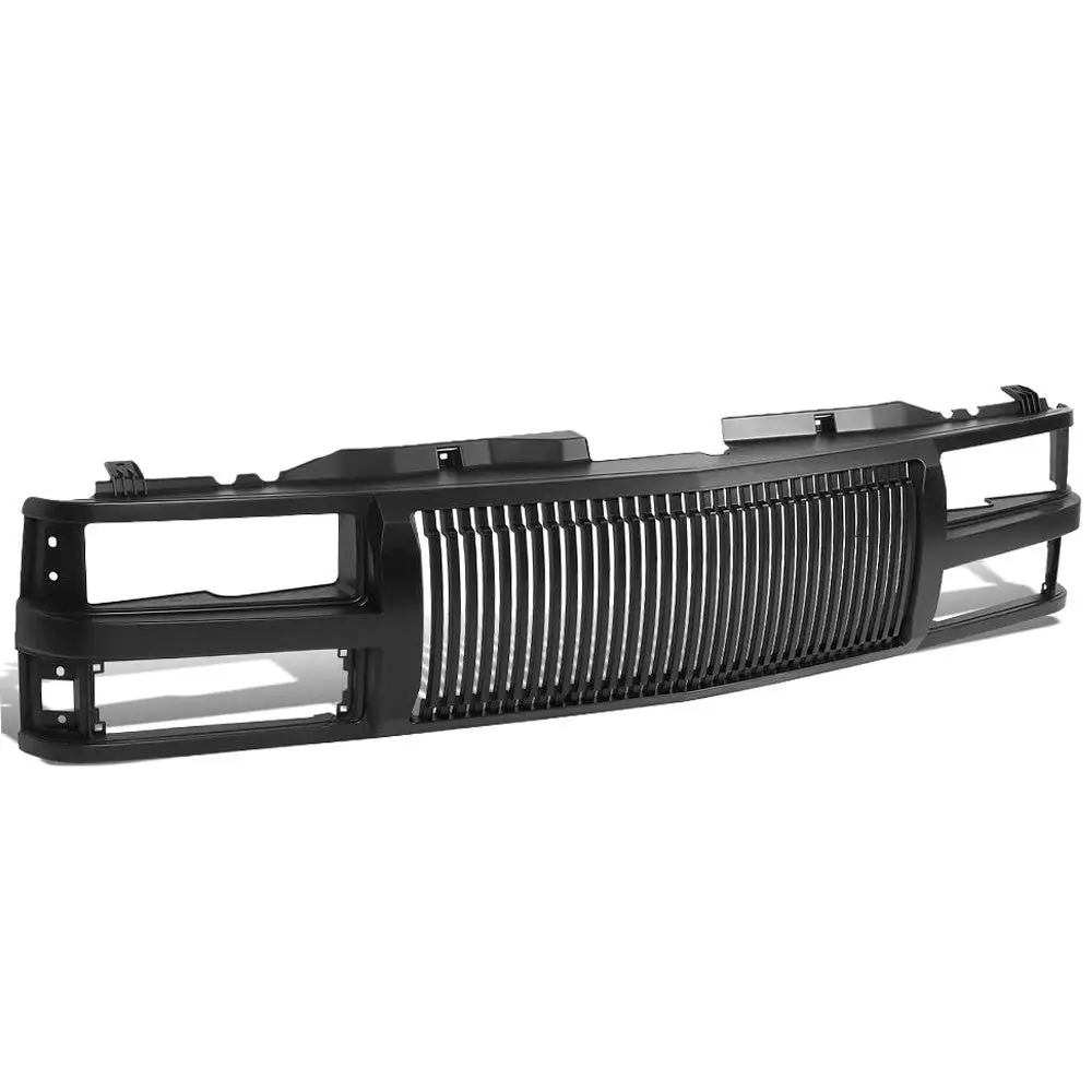 Glossy Black Badgeless Vertical Style Front Grille For 94-98 Chevy C1500 1
