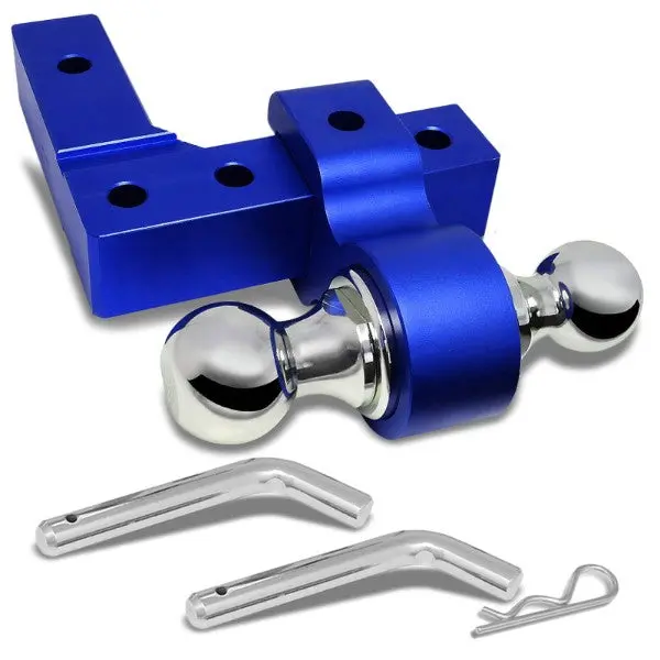 Blue Universal Aluminum Dual Ball Mount Adjustable Trailer Tow Hitch Receiver 1