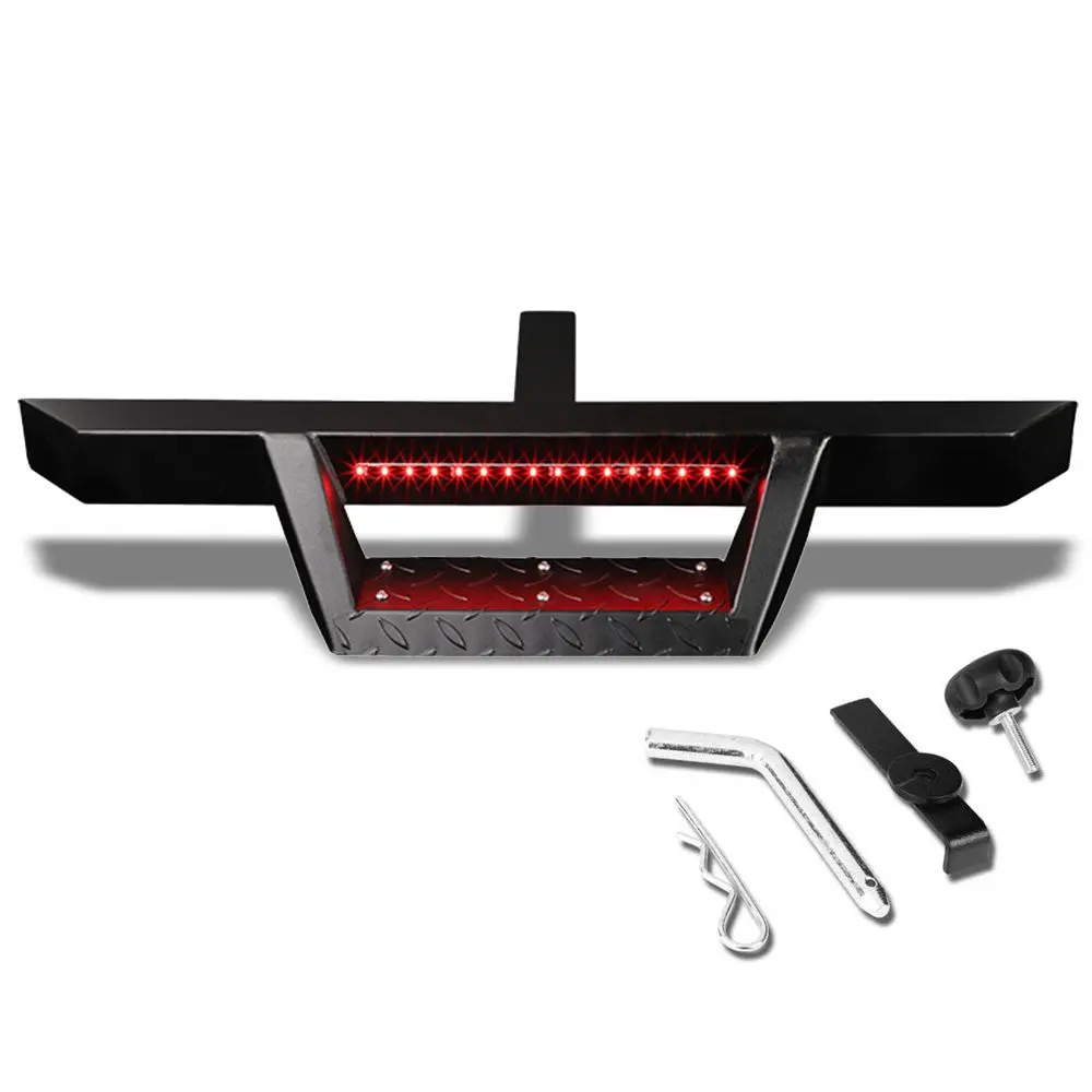 32.5" Long Black Rear Truck Hitch Step With Led Brake Light For 2" Receiver 1