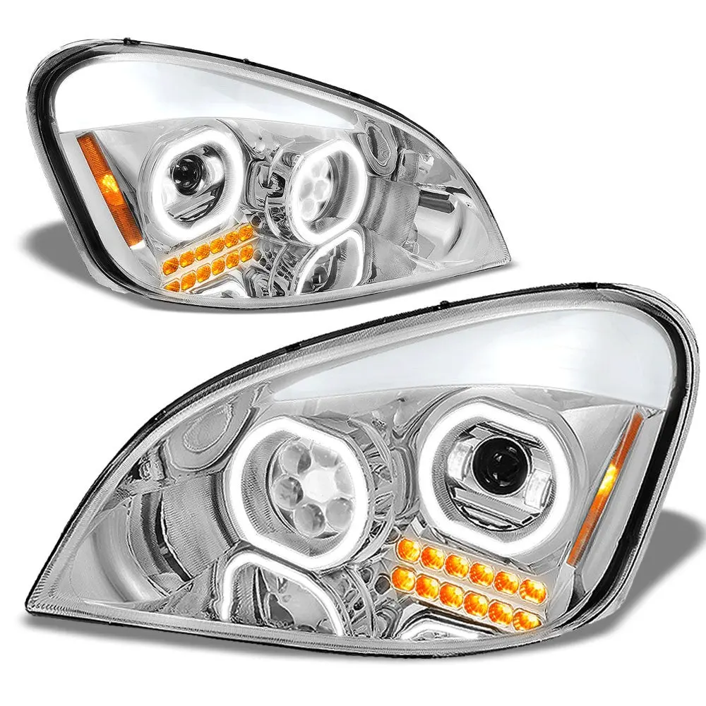 Chrome Housing Clear Lens Led Trailer Headlight For 08-17 Freightliner Cascadia 1
