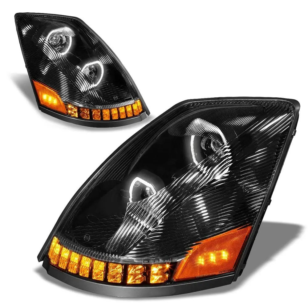 Black Housing Clear Lens Led Trailer Headlight For 04-18 Volvo Vn/Vnl Diesel 1