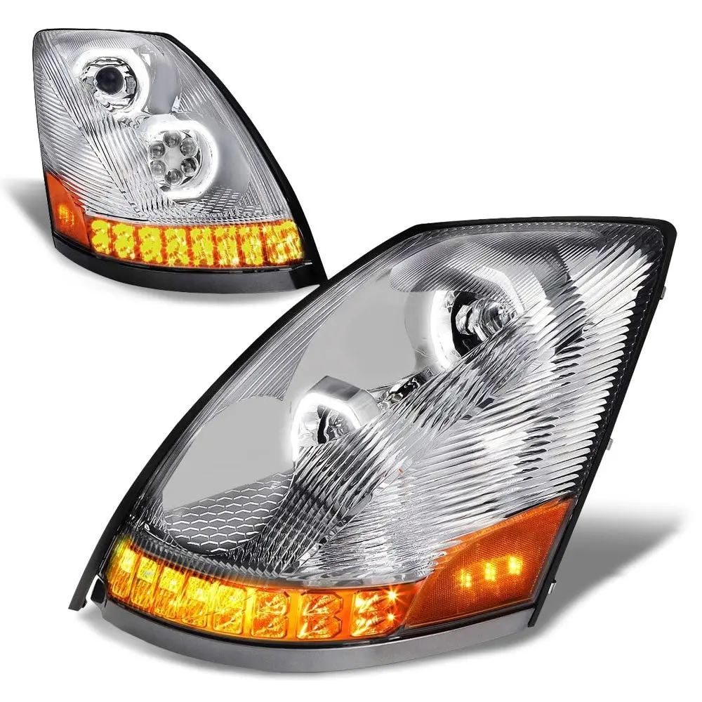 Chrome Housing Clear Lens Led Trailer Headlight For 04-18 Volvo Vn/Vnl Diesel 1