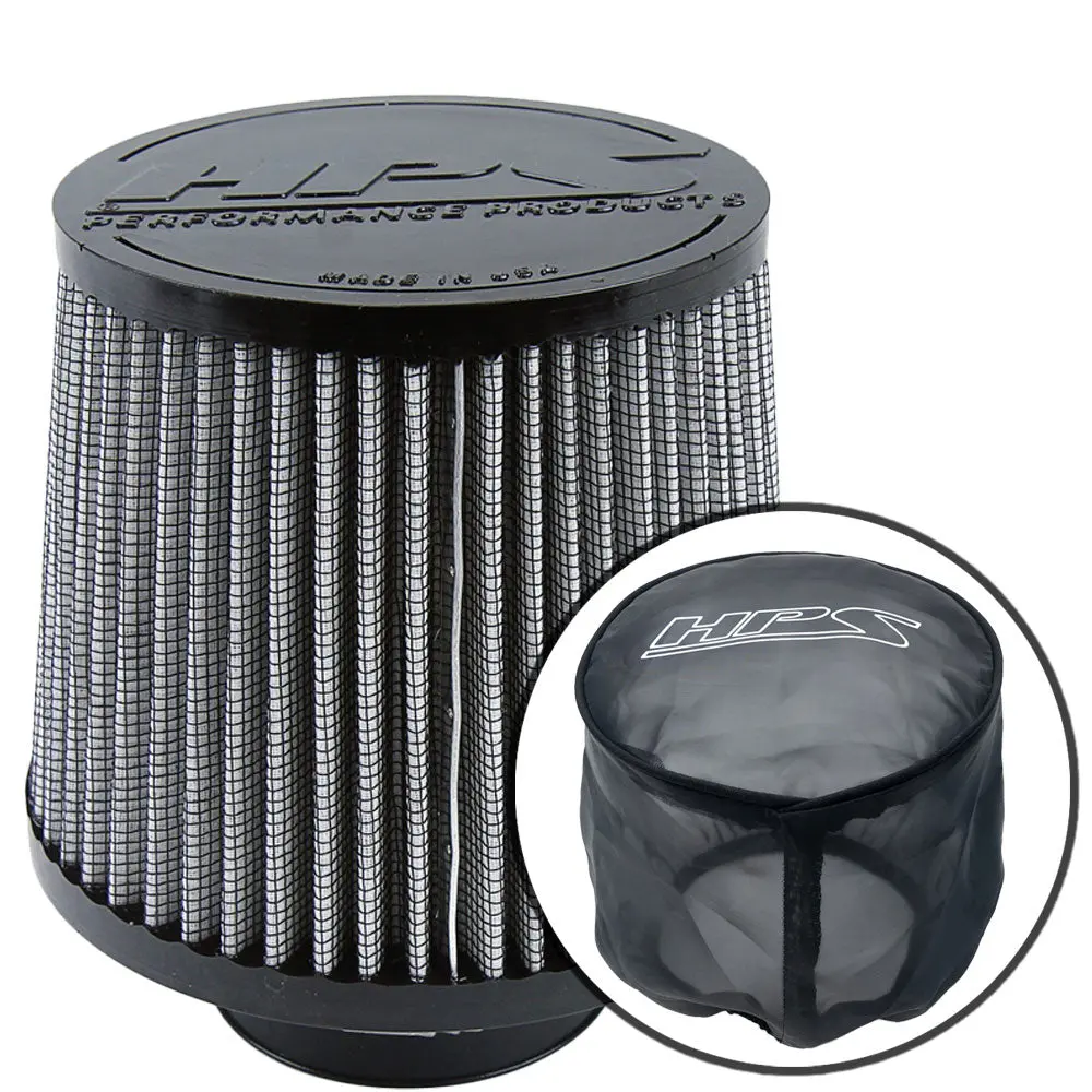 Hps 2.75" Universal Round Tapered White Intake Air Filter & Socks Cover 6.5"Length, 6" Base, 5" Top Hps-4275, Hps-9147 1
