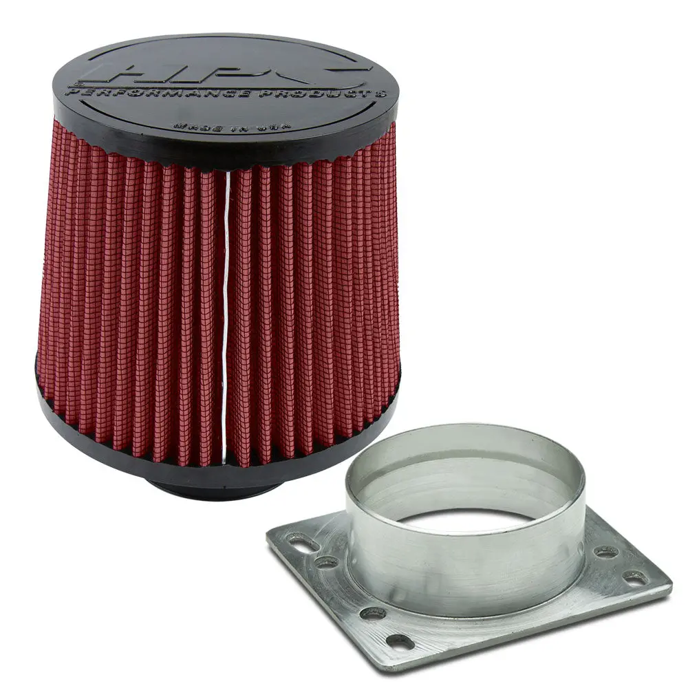 Hps 3" Red Round Tapered Intake Air Filter & 3" Maf Adapter 6.5" Length, 6" Base, 5" Top. Hps-4276-Red 1