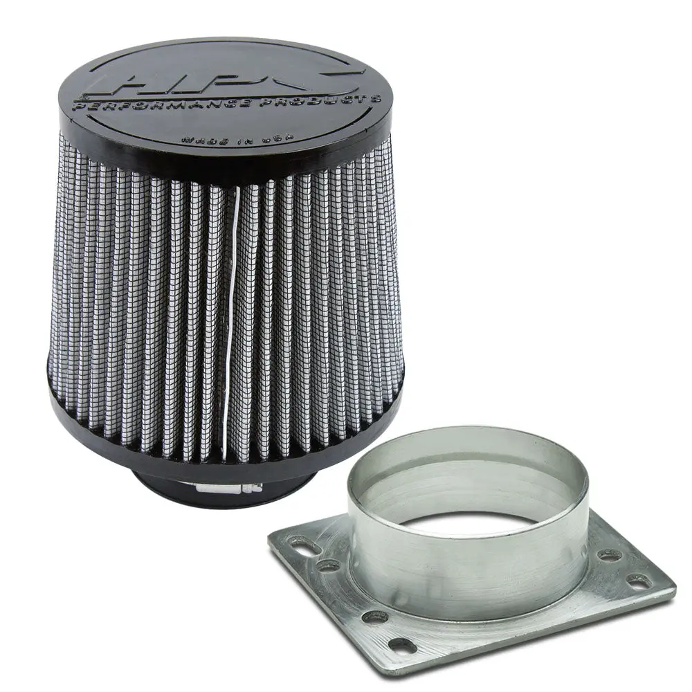 Hps 3" White Round Tapered Intake Air Filter & 3" Maf Adapter 6.5" Length, 6" Base, 5" Top. Hps-4276 1