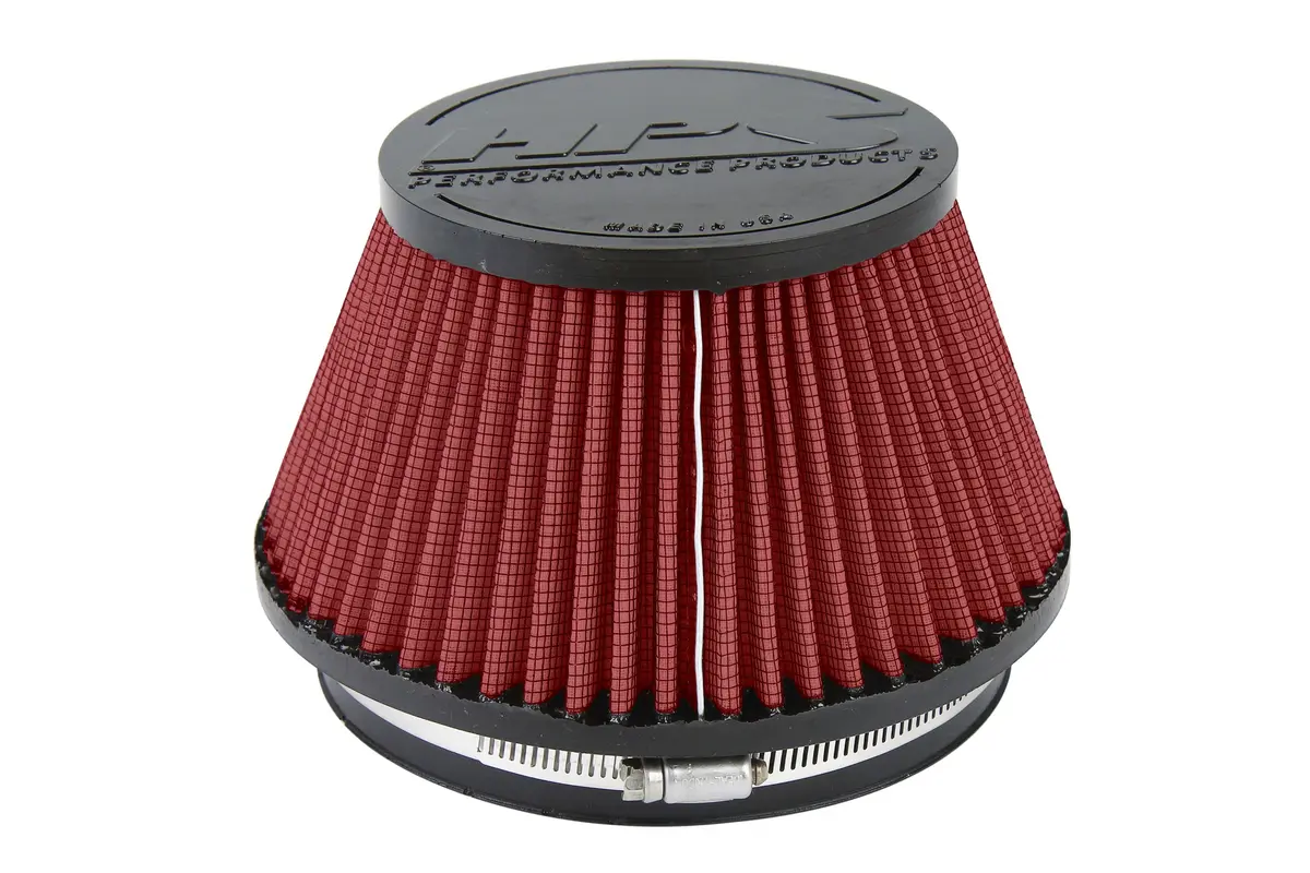 Hps 6" White Round Tapered Intake Air Filter 5" Length, 7.5" Base, 5" Top. Hps-4302-Red 1