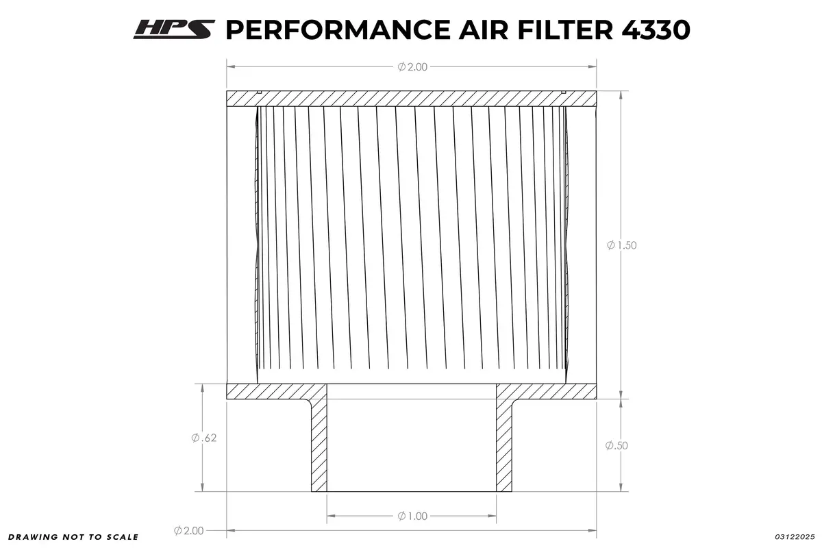 Hps 1" White Round Tapered Intake Air Filter 2" Length, 2" Base, 2" Top. Hps-4330 2