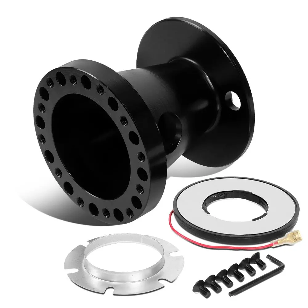 Black 70/74Mm 6-Bolt Aluminum Race Steering Wheel Hub Adapter For 92-97 F-150 1