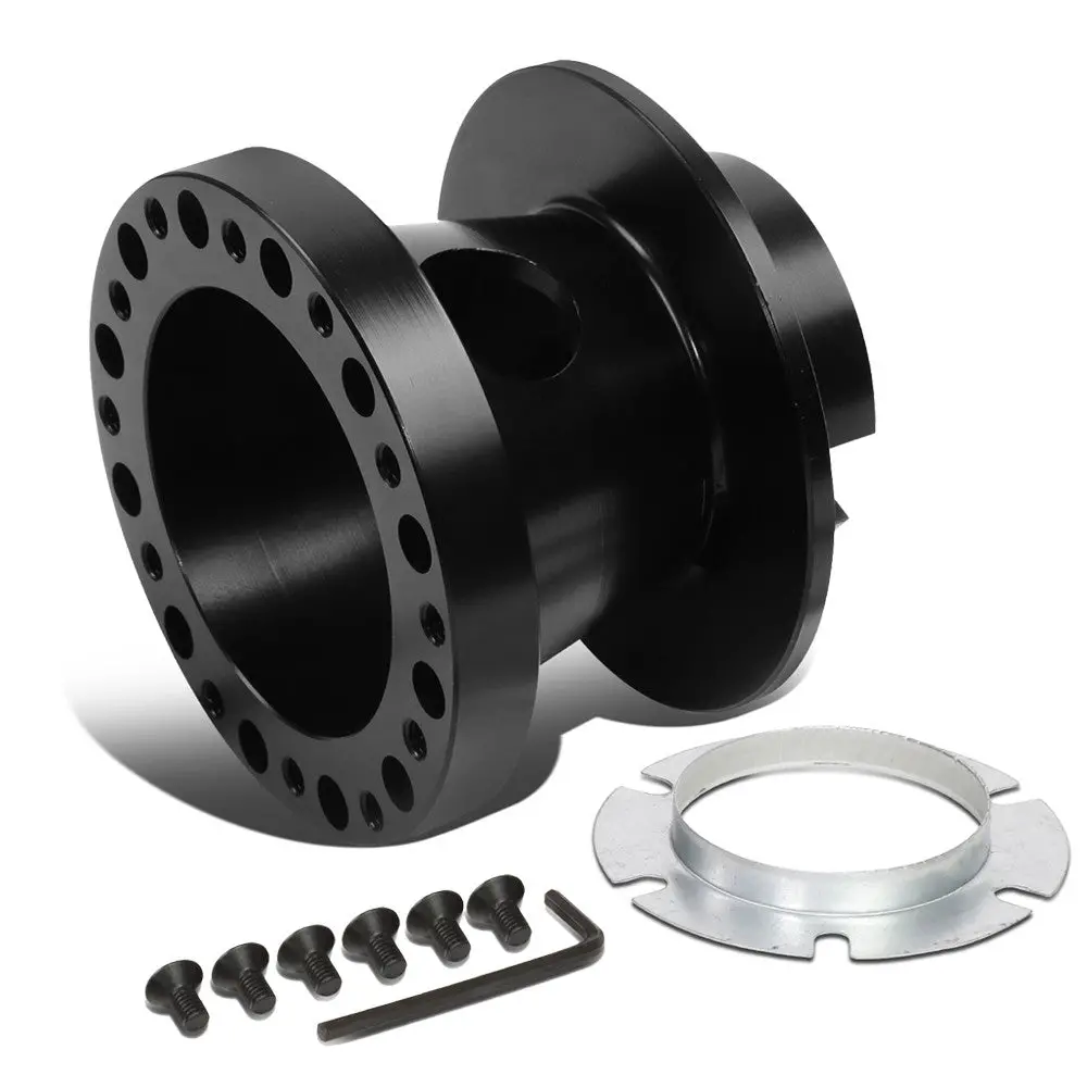 Black 70/74Mm 6-Bolt Aluminum Race Steering Wheel Hub Adapter For 80-05 Camaro 1