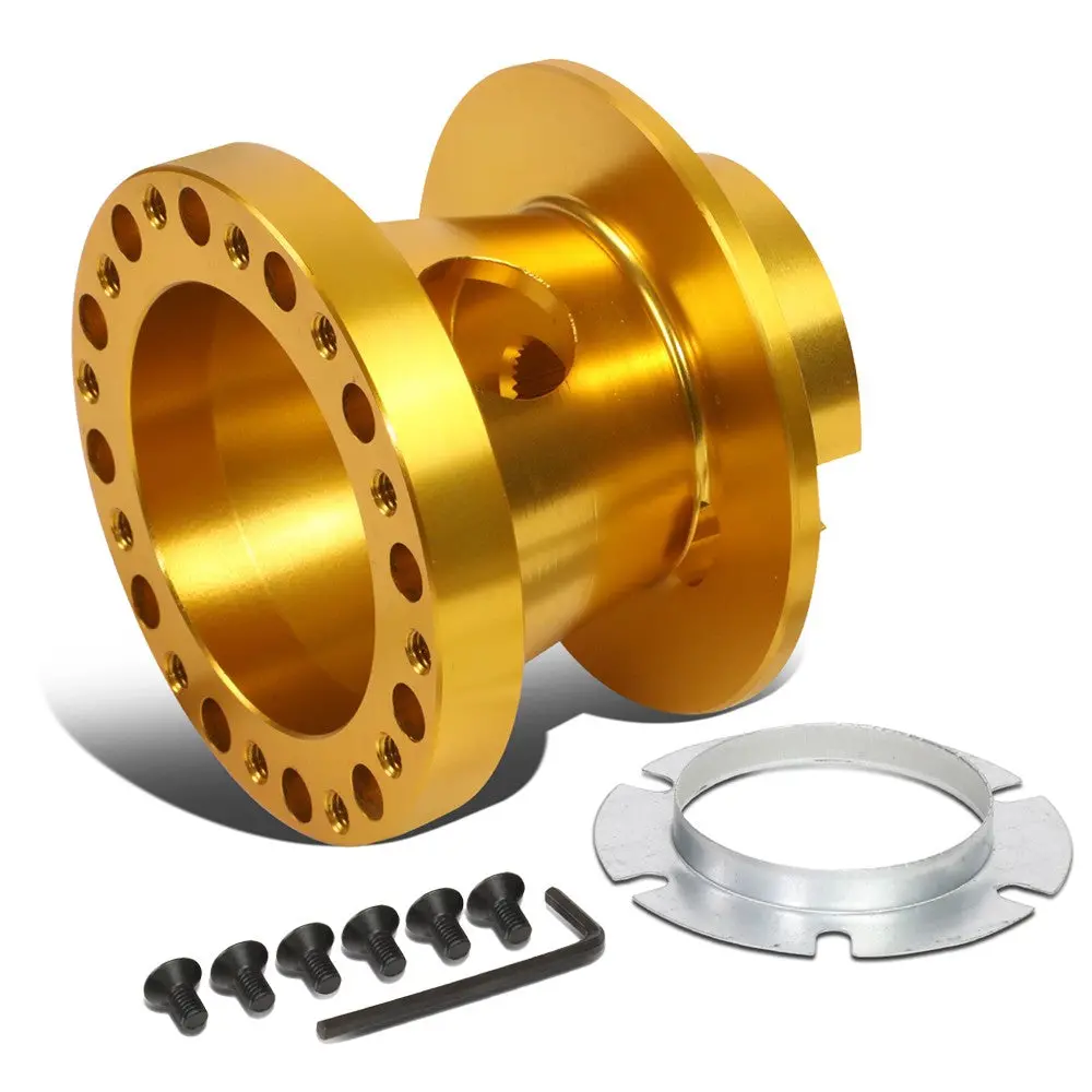 Gold 70/74Mm 6-Bolt Aluminum Race Steering Wheel Hub Adapter For 80-05 Camaro 1