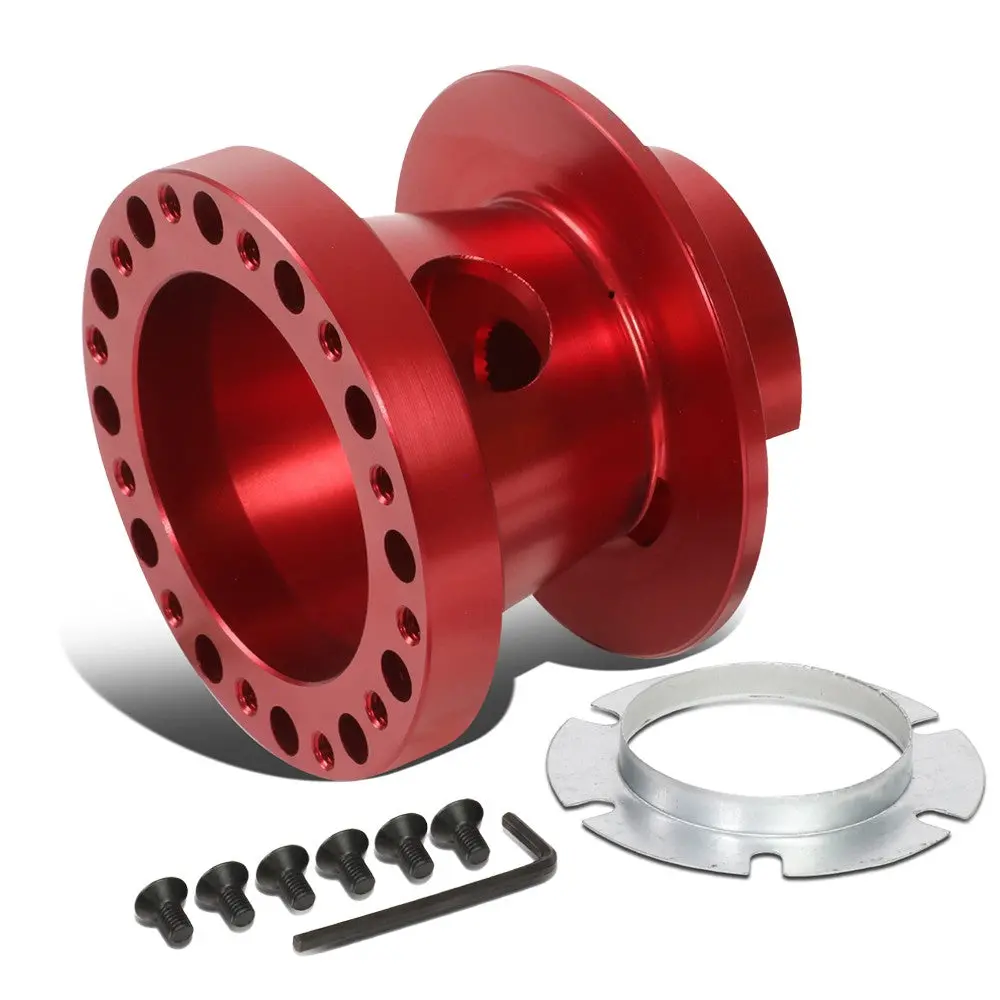 Red 70/74Mm 6-Bolt Aluminum Race Steering Wheel Hub Adapter For 80-05 Camaro 1
