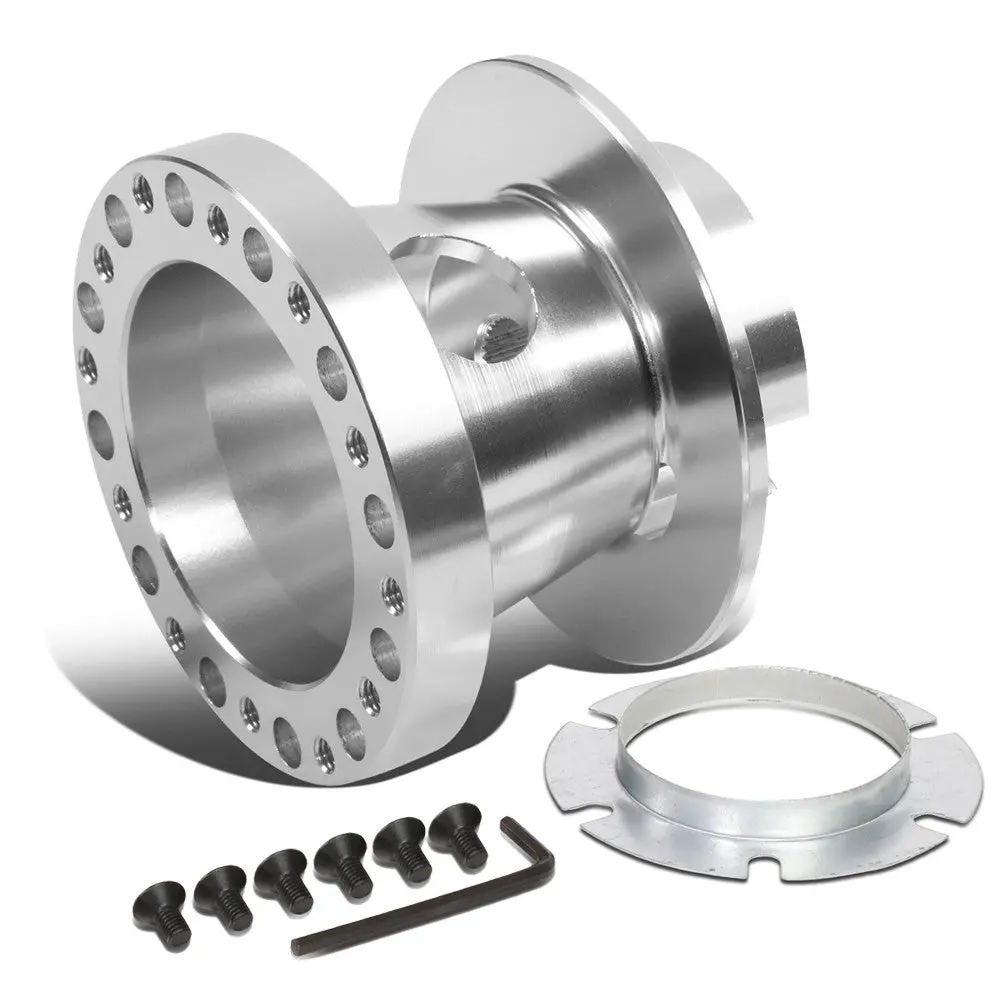 Silver 70/74Mm 6-Bolt Aluminum Race Steering Wheel Hub Adapter For 80-05 Camaro 1