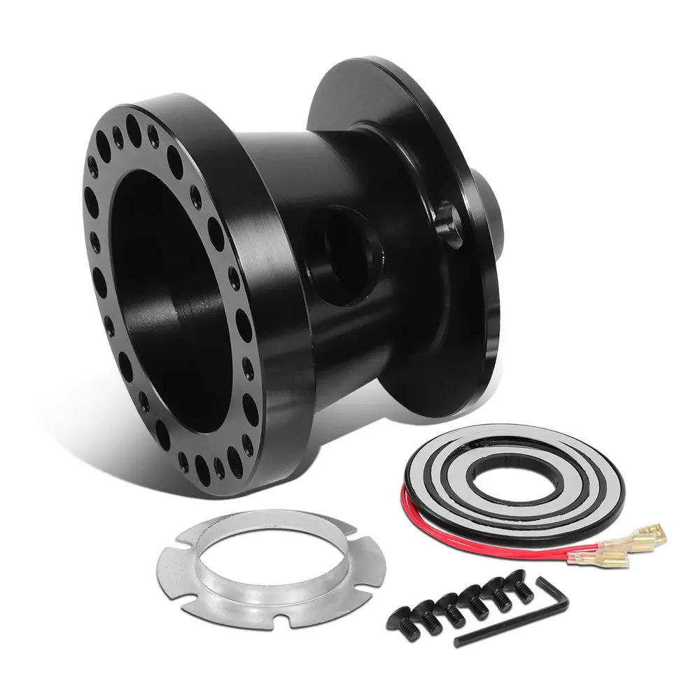 Black 70/74Mm 6-Bolt Aluminum Race Steering Wheel Hub Adapter For 84-04 Mustang 1