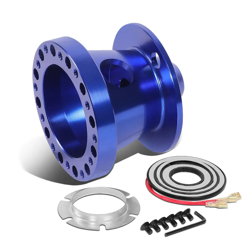 Blue 70/74Mm 6-Bolt Aluminum Race Steering Wheel Hub Adapter For 84-04 Mustang 1