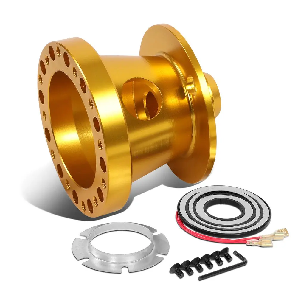 Gold 70/74Mm 6-Bolt Aluminum Race Steering Wheel Hub Adapter For 84-04 Mustang 1