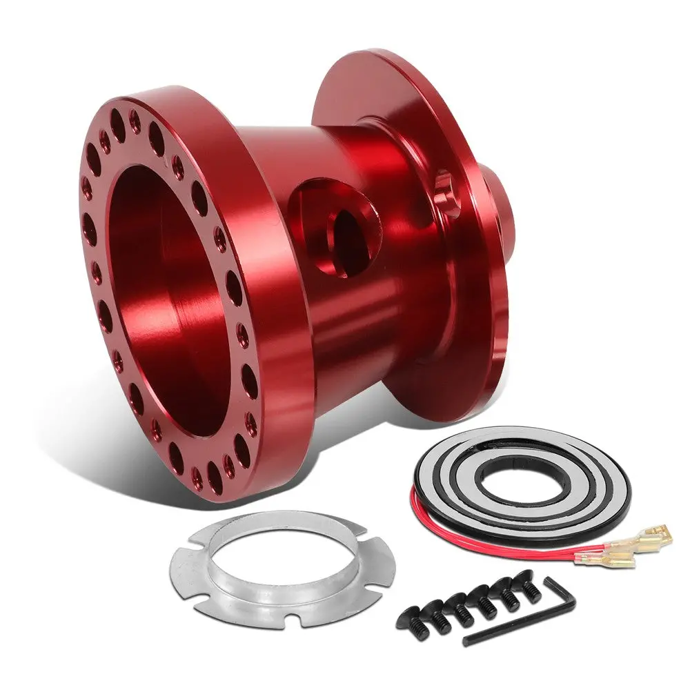 Red 70/74Mm 6-Bolt Aluminum Race Steering Wheel Hub Adapter For 84-04 Mustang 1