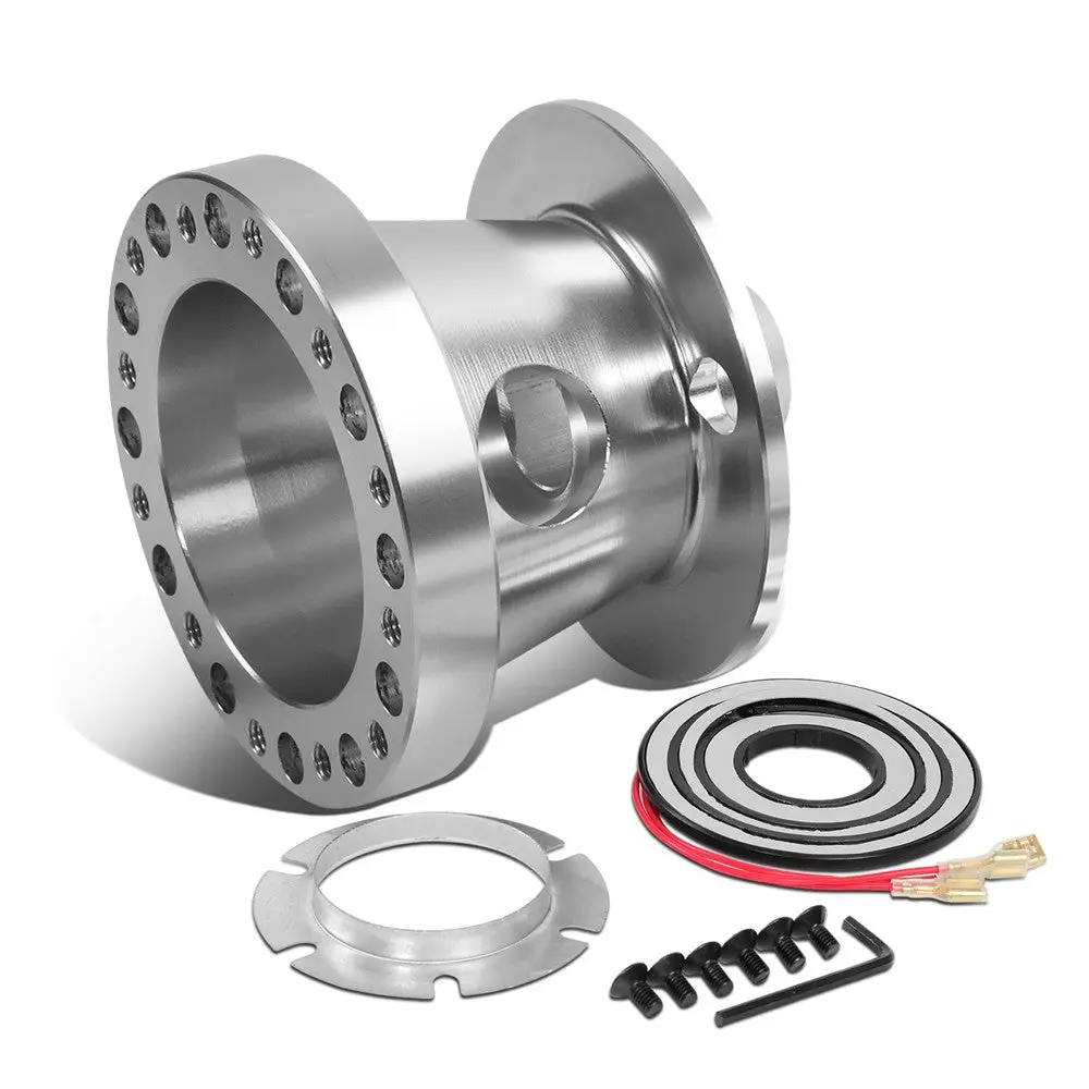 Silver 70/74Mm 6-Bolt Aluminum Race Steering Wheel Hub Adapter For 84-04 Mustang 1