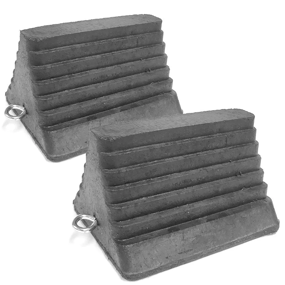 2X Pyramid Shape Steel Eye Bolt 10"X8"X6" Wheel Chock Commercial Truck Trailer 1