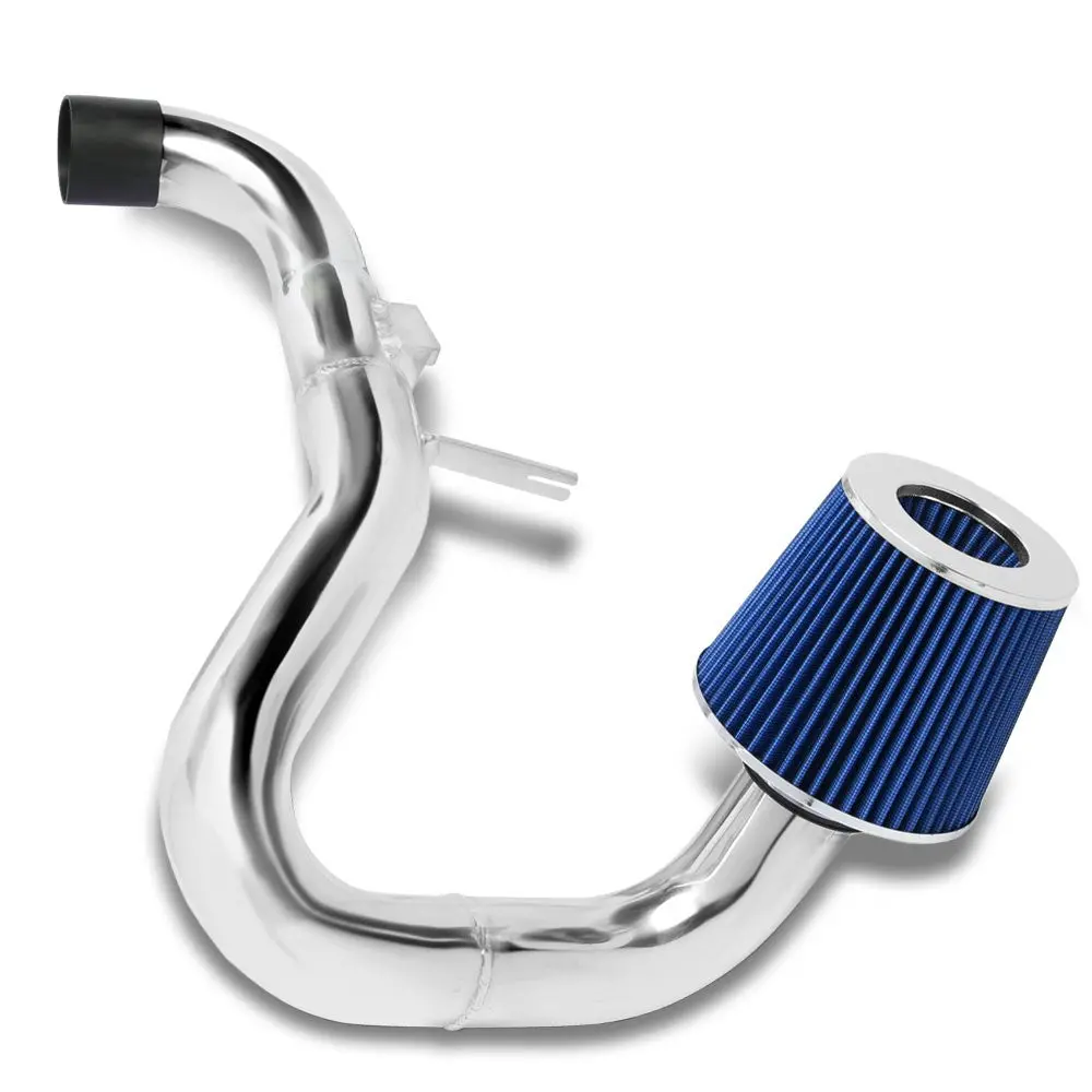 Polish Aluminum/Blue Cone Filter Cold Air Intake Kit For 07-09 Toyota Yaris Xp90 1