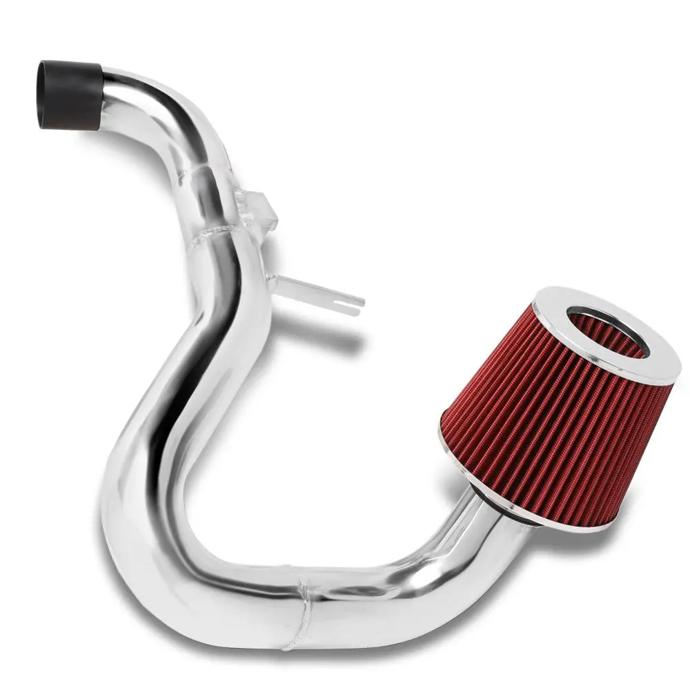 Polish Aluminum/Red Cone Filter Cold Air Intake Kit For 07-09 Toyota Yaris Xp90 1