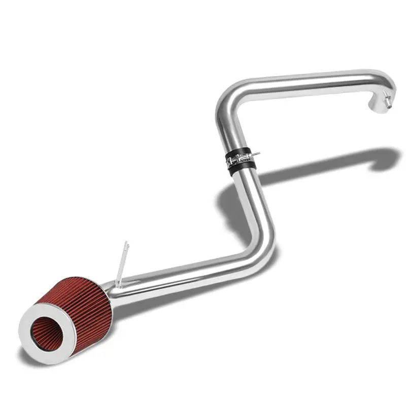 2.50" Polish Pipe Red Cone Filter Cold Air Intake Kit For 01-05 Civic Ex 1.7L 1