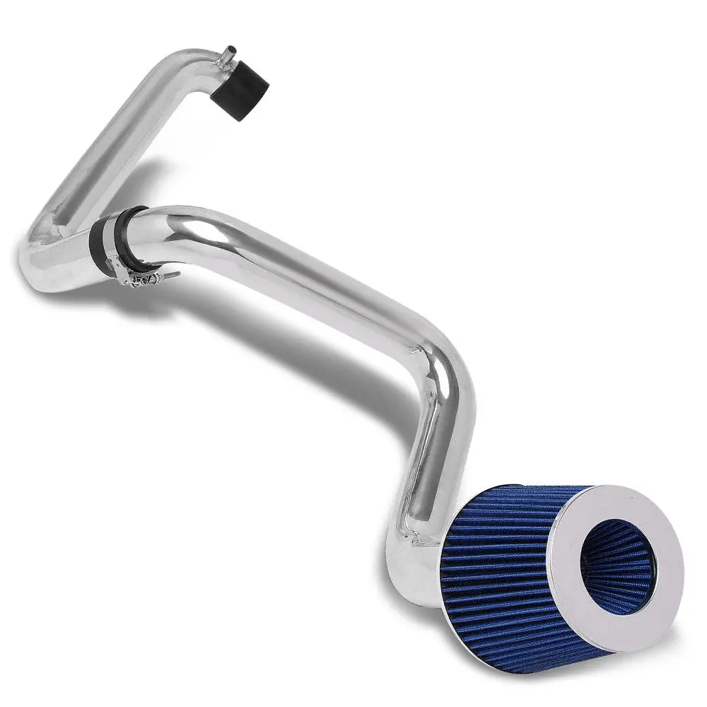 Polish Pipe/Blue Cone Filter Cold Air Intake Kit For 01-05 Civic Mt Dx Lx Vp 1.7L Em Eu 1