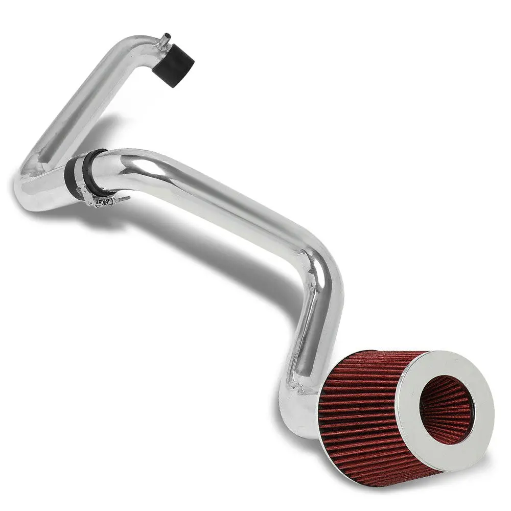 Polish Pipe/Red Cone Filter Cold Air Intake Kit For 01-05 Civic Mt Dx Lx Vp 1.7L Em Eu 1