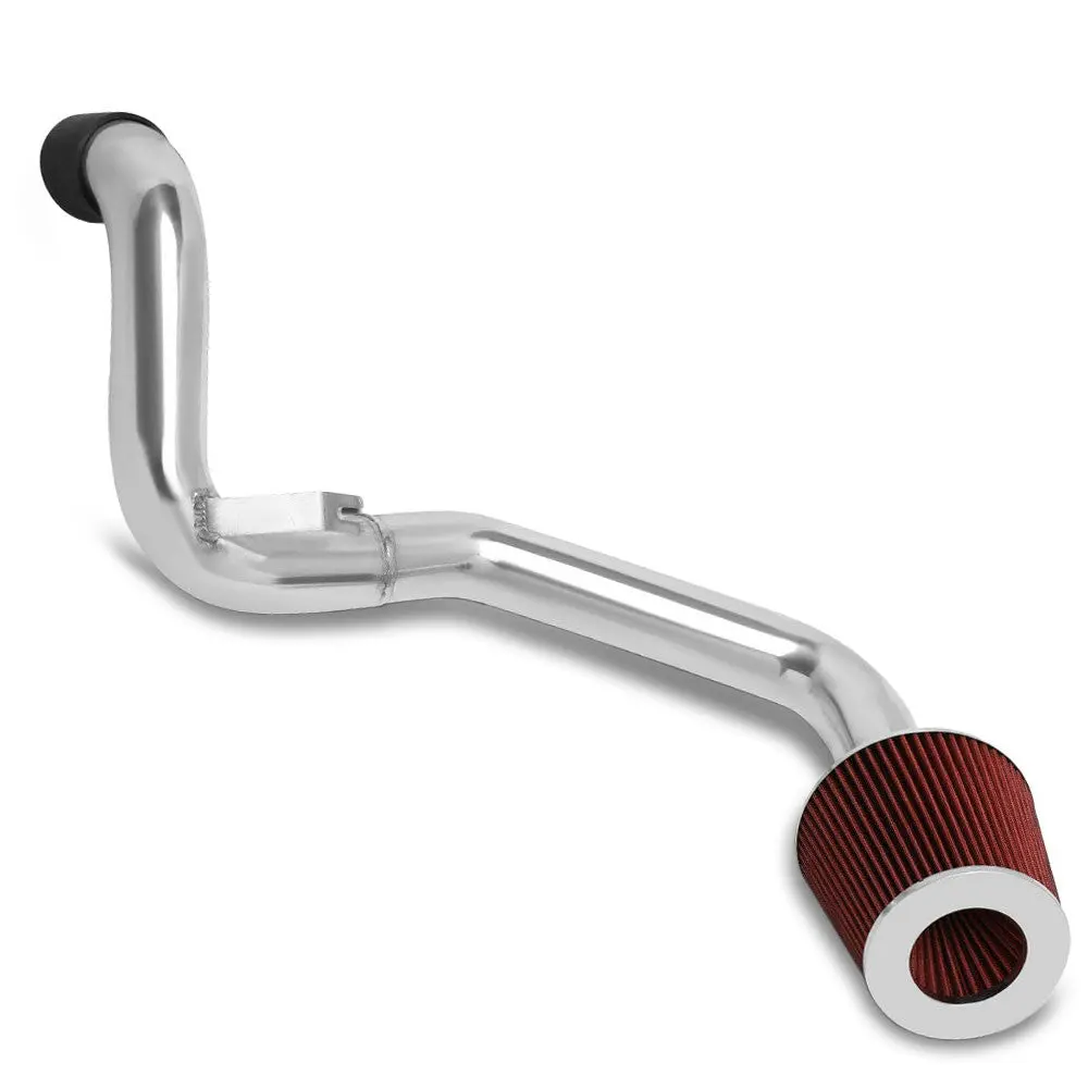Polish Aluminum/Red Cone Filter Cold Air Intake Kit For 06-08 Honda Fit 1