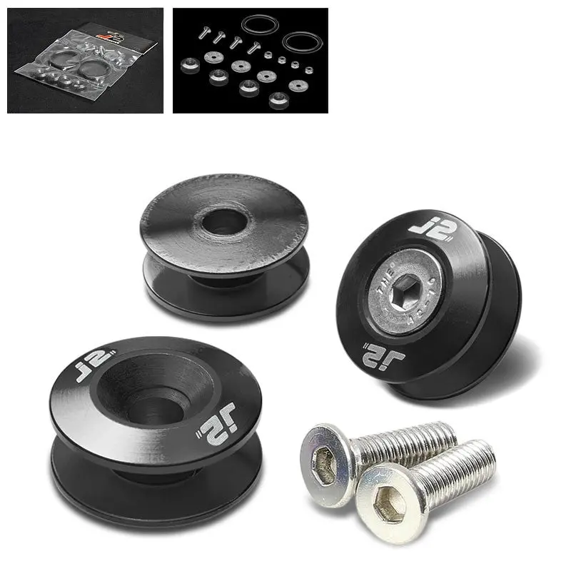 4Pc J2 Black Aluminum Trunk Bumper Quick Release Fastener Hatch Washer Kit 1