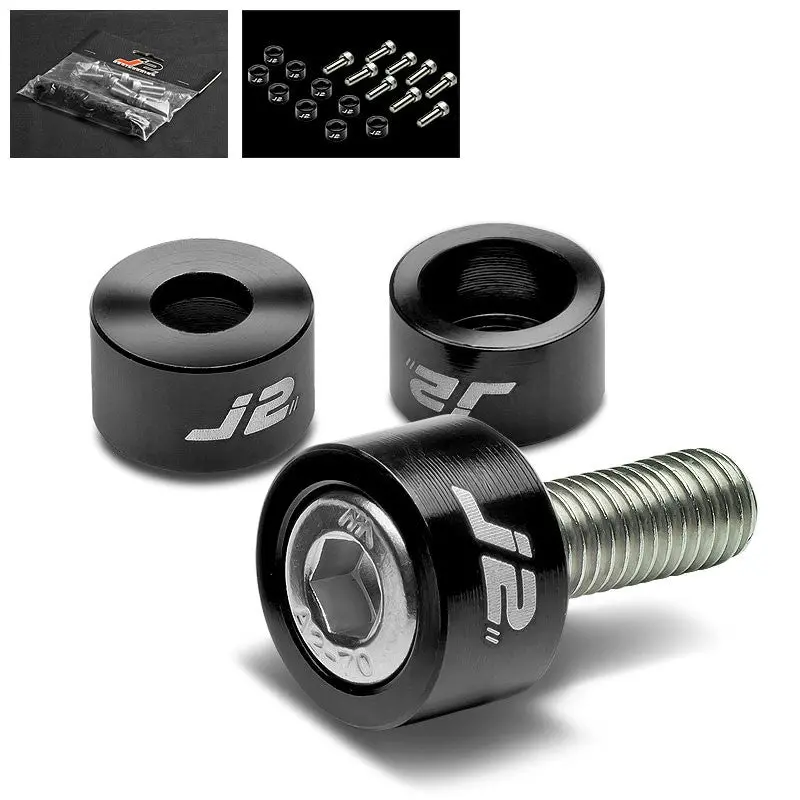 9Pc J2 Black Header Exhaust Washer Cup+Hex Bolt Kit For Honda/Acura 4Cyl 1