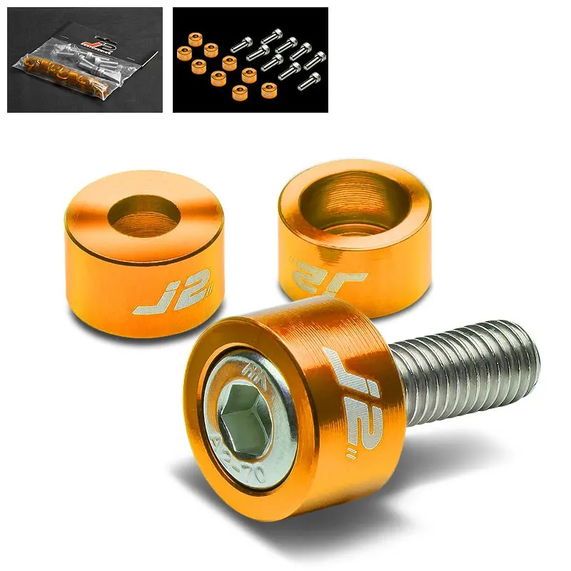 9Pc J2 Gold Header Exhaust Washer Cup+Hex Bolt Kit For Honda/Acura 4Cyl 1