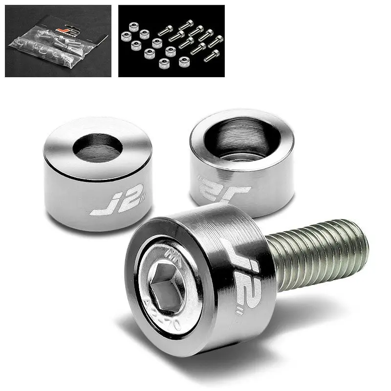 9Pc J2 Silver Header Exhaust Washer Cup+Hex Bolt Kit For Honda/Acura 4Cyl 1