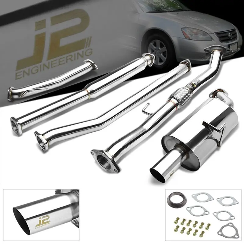 3" Round Muffler Tip Exhaust Catback System For 02-06 Nissan Altima L31 2.5L 1
