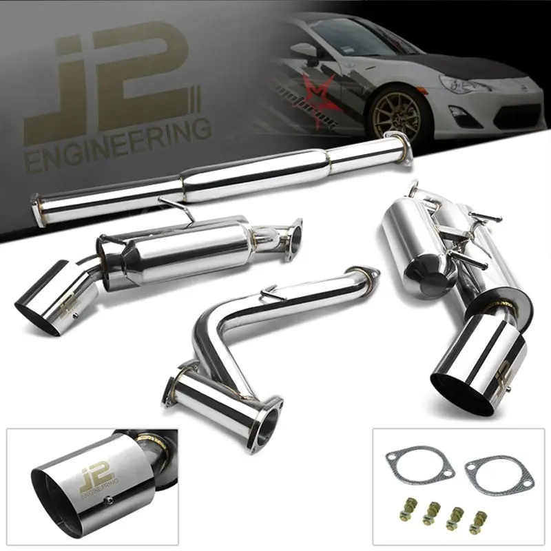 J2 Exhaust Catback System 4.50" Round Slant Muffler Tip For Gen1 13-16 Scion Fr-S / 13-20 Subaru Brz / 17-20 Toyota 86 1
